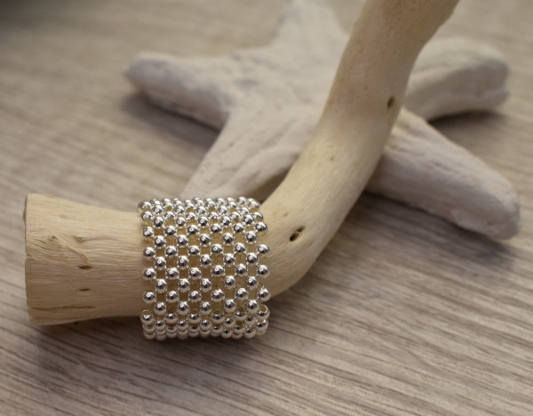 Sterling silver beaded ring -- unique design